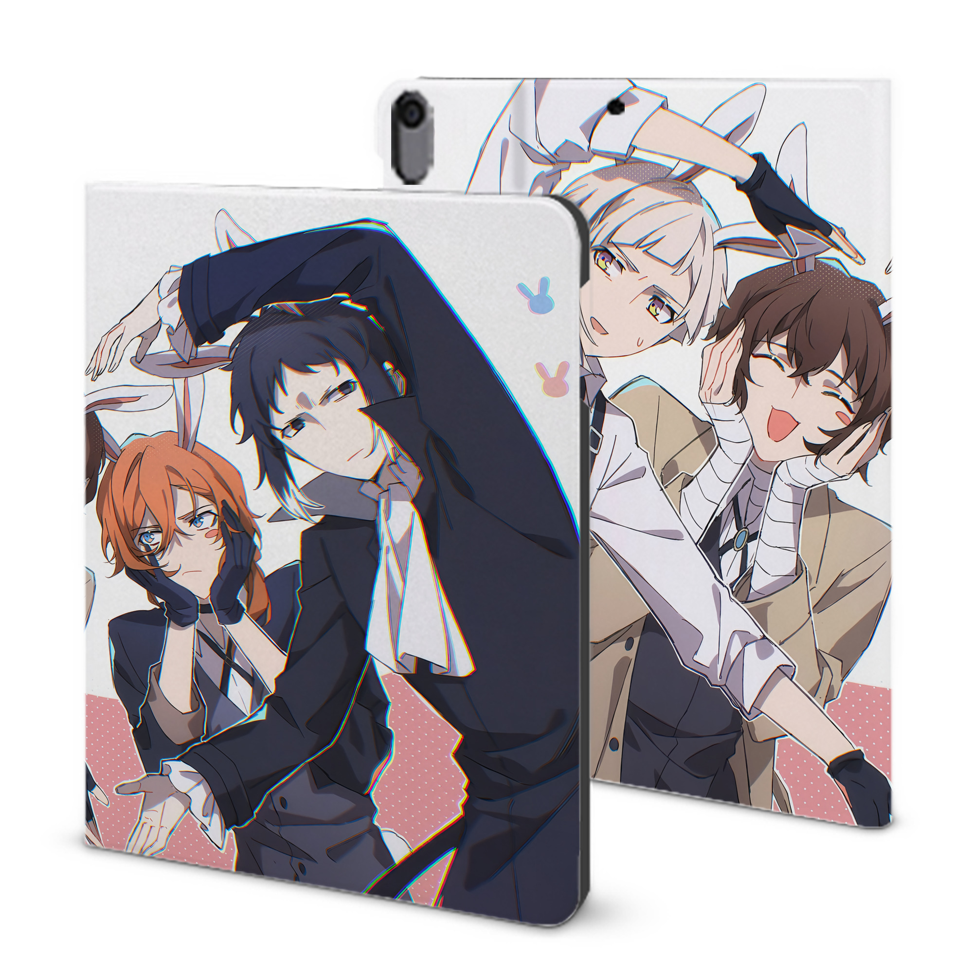 （画像用） 文豪ストレイドッグス Bungo Stray Dogs IPad ケース ブック型 PUレザー TPU 耐衝撃 軽量 薄型 ペン収納なし 全面保護 IPad 各モデル対応